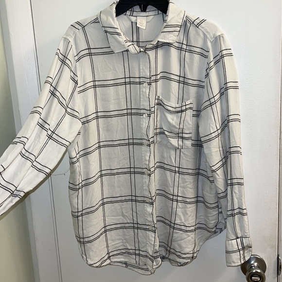 h&m wide grid black + white flannel shirt - Picture 4 of 4